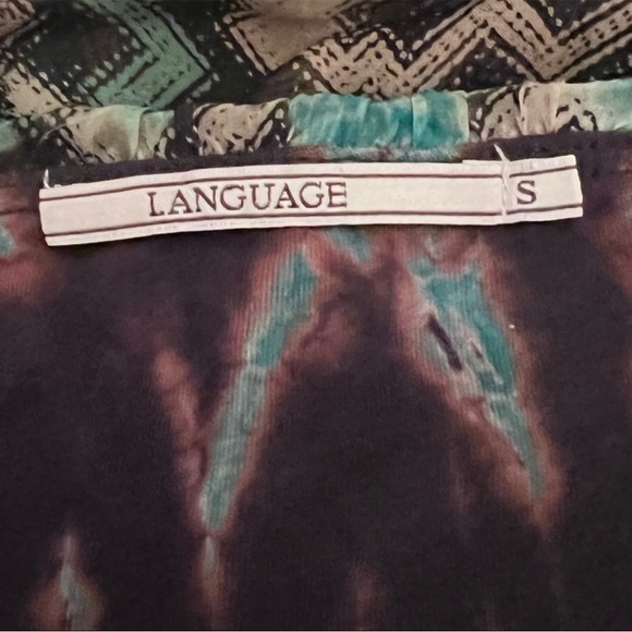 Language Silk Southwest Boho Tribal Strapless Maxi Dress Turquoise SZ S - Picture 10 of 13